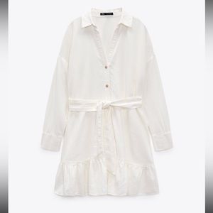 ZARA linen blend shirt dress